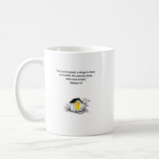 Nahum 1:7 Bibelvers christliche Tasse (Links)