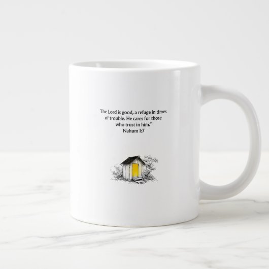 Nahum 1:7 Bibelvers christliche Tasse (Rechts)