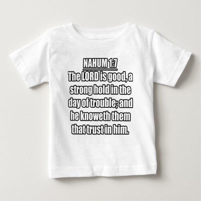 Nahum 1:7 KJV Bible Verse Baby T-shirt (Vorderseite)