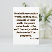 Nahum 2:5 KJV Bible Verse Christliche Schrift Karte (Stehend Vorderseite)