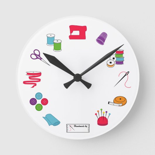 Nähzeit Runde Wanduhr (Vorderseite)