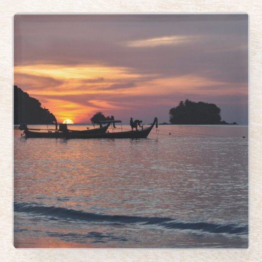 Nai Yang Beach, Phuket, Thailand Sonnenuntergang Glasuntersetzer (Vorderseite)