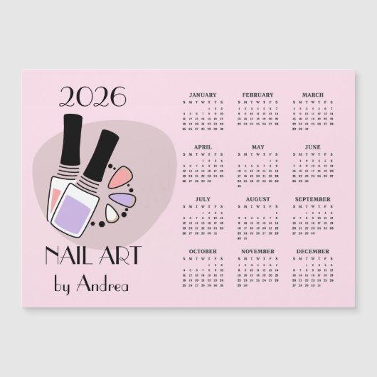 Nail Art Design 2026 Calendar Magnetic Card Magnetkarte (Vorderseite)