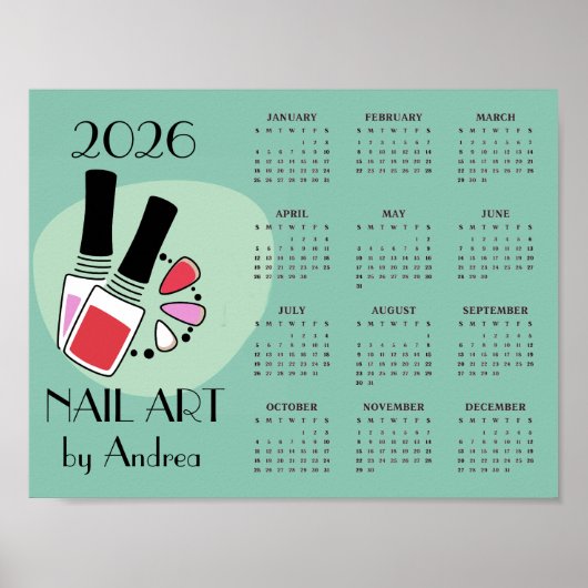 Nail Art Manicure Design 2026 Calendar Poster (Vorne)