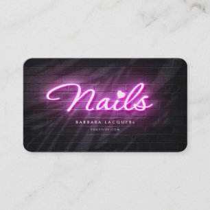 Nail Art Manicure Schönheitssalon Neon Pink Lila Visitenkarte
