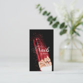 Nail Art Red Glitzer Elegantes Script QR Code Visitenkarte (Stehend Vorderseite)