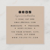 Nail Art Salon Boho Elegant Gezeichnet Hand & Herz Quadratische Visitenkarte (Rückseite)