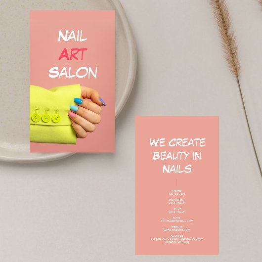 Nail Art Salon l Blush Pink Manicurist Nail Artist Visitenkarte