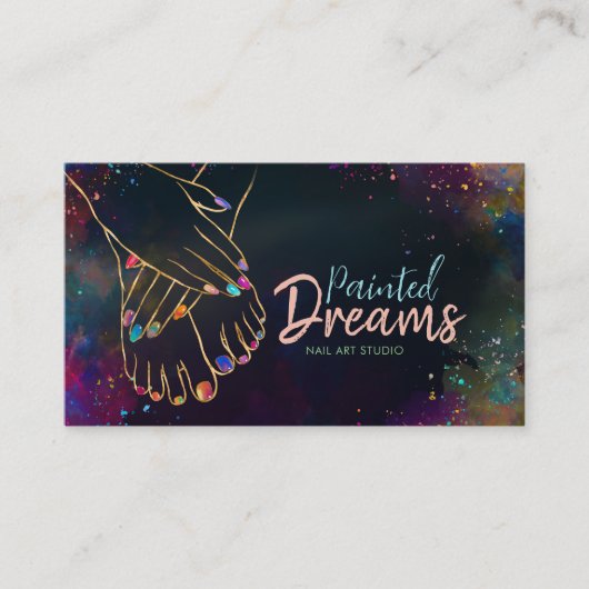 Nail Art Studio - farbenfroh abstrakt Visitenkarte (Vorderseite)