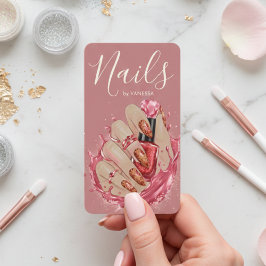Nail Art Studio Manicurist Artist Red Blush Pink Visitenkarte