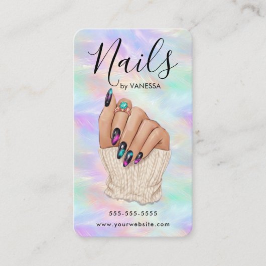 Nail Art Studio Manicurist Artist Stylish Opal Visitenkarte (Vorderseite)