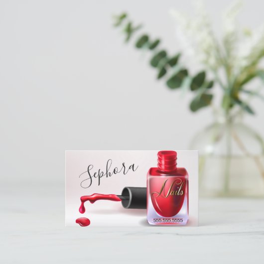 Nail Art Technician - Red Nail Polnisch Visitenkarte (Stehend Vorderseite)