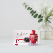 Nail Art Technician - Red Nail Polnische Treue Visitenkarte (Stehend Vorderseite)