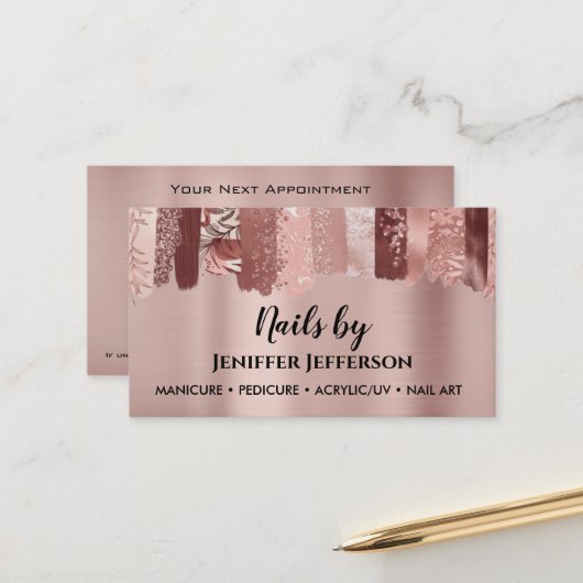 NAIL ARTIN Terminkarte (Vorderseite/Rückseite Beispiel)