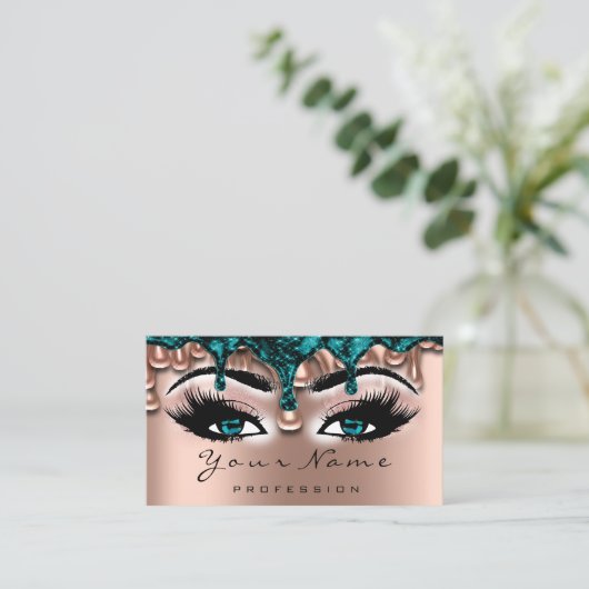 Nail Artist aquamarin Tropfens Rose Lash Makeup Bl Visitenkarte (Stehend Vorderseite)