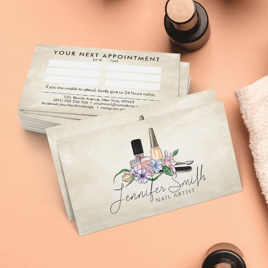 Nail Artist - Aquarellblumen Visitenkarte
