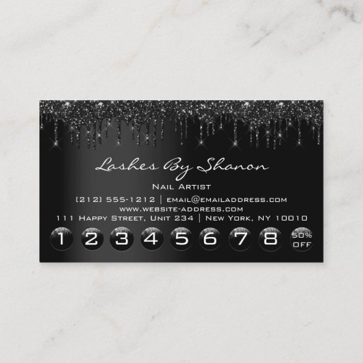 Nail Artist Black Tropfens 9 Punches Rose Script V Visitenkarte (Rückseite)