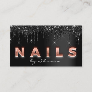 Nail Artist Black Tropfens 9 Punches Rose Script Visitenkarte
