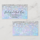Nail Artist Blue Holograph Diamond Silver Tropfen Visitenkarte (Vorne/Hinten)