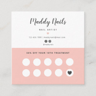 Nail Artist Business Cards, Nail Loyalty Cards Quadratische Visitenkarte