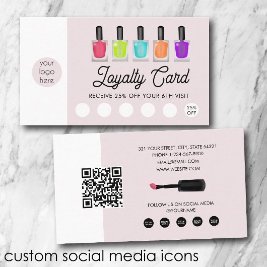 Nail Artist Business Logo QR Code Loyalty  Visitenkarte
