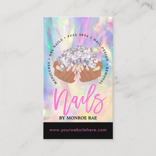 Nail Artist Cartoon Hands Logo Long Manicure Salon Visitenkarte (Vorderseite)