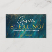 Nail Artist Dark Green Opal Stone QR Code Visitenkarte (Vorderseite)