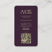 Nail Artist Dark Lila Manicurist Modernes Monogram Visitenkarte (Rückseite)