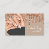 Nail Artist Designer Salon Imitate Glitzer Rose Go Visitenkarte (Vorderseite)