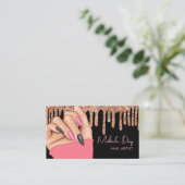 Nail Artist Designer Salon Rose Imitate Glitzer Pi Visitenkarte (Stehend Vorderseite)