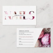 Nail Artist Elegant Floral White Pink Manicurist Terminkarte (Vorne/Hinten)