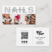 Nail Artist Elegant Photo Collage QR Code Logo Visitenkarte (Vorne/Hinten)