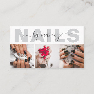 Nail Artist Elegant Photo Collage QR Code Logo Visitenkarte