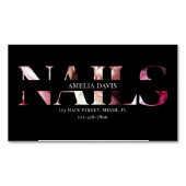 Nail Artist Elegant Schwarz-Pink-Manikurist Magnetische Visitenkarte (Vorderseite)