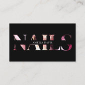 Nail Artist Elegant Schwarz-Pink-Manikurist Visitenkarte (Vorderseite)
