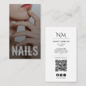 Nail Artist Elegant Script Photo Monogram QR Code Visitenkarte (Vorne/Hinten)