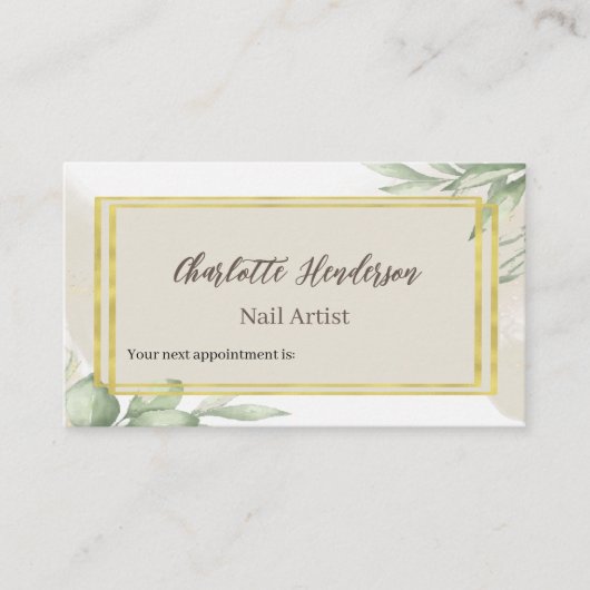 Nail Artist Eucalyptus Watercolor Terminkarte (Vorderseite)