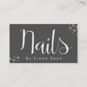 Nail Artist Glow Script und Foto Salon Grau Gold Visitenkarte (Vorderseite)