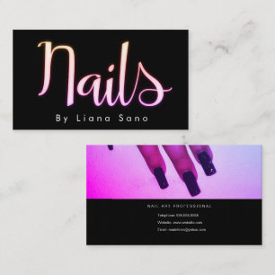 Nail Artist Glow Script und Foto Salon Pink Visitenkarte