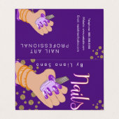 Nail Artist Glow Skript Handgezeichnete Ernennung Visitenkarten (Außenseite Aufgefaltet)