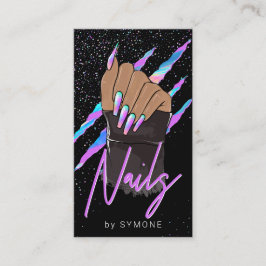 Nail Artist Holographic Modern Glam Business Card Visitenkarte