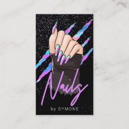 Nail Artist Holographic Modern Glam Business Card Visitenkarte