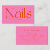 Nail Artist Hot Pink Red Typography Visitenkarte (Vorne/Hinten)