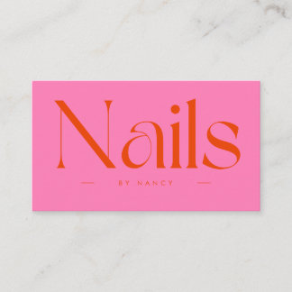 Nail Artist Hot Pink Red Typography  Visitenkarte