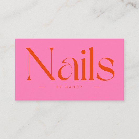 Nail Artist Hot Pink Red Typography Visitenkarte (Vorderseite)