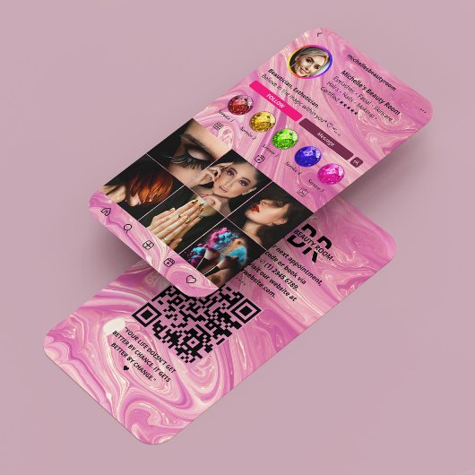 Nail Artist Instagram Rosa Marmor Moderne Visitenkarte