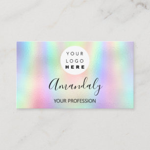 Nail Artist Lash Friseur Logo Hologramm Blau Visitenkarte