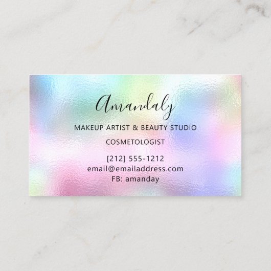 Nail Artist Lash Friseur Logo Hologramm Pink Visitenkarte (Rückseite)