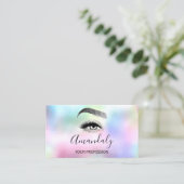Nail Artist Lash Friseur Logo Hologramm Pink Visitenkarte (Stehend Vorderseite)