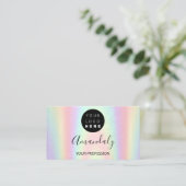 Nail Artist Lash Friseur Logo QR Holograph Visitenkarte (Stehend Vorderseite)